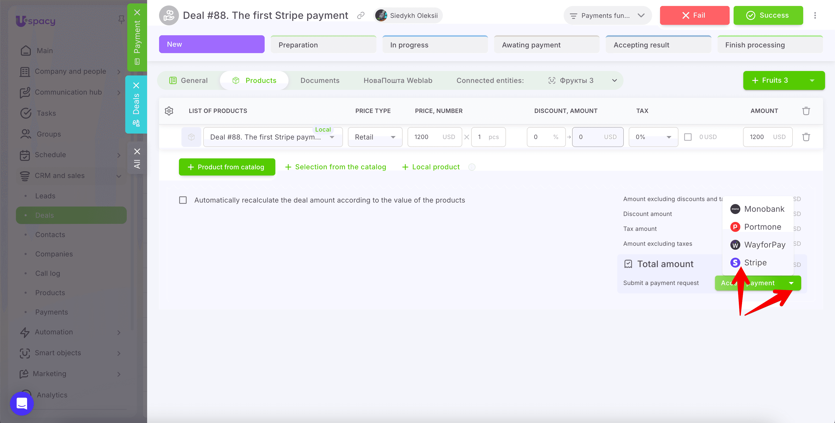 Monosnap Deal #88. The first Stripe payment 2026-08-03 18-14-29.png